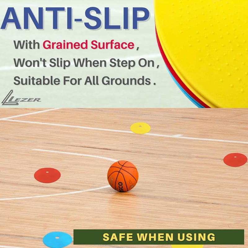LEZER 6 Inch 8 Inch Flat Cones, Spot Markers, Soccer Cones, Field Court Markers, Sit Spots, Flat Discs, Soccer Training Equipment, Agility Practice, Football, Made in Taiwan - Image 5